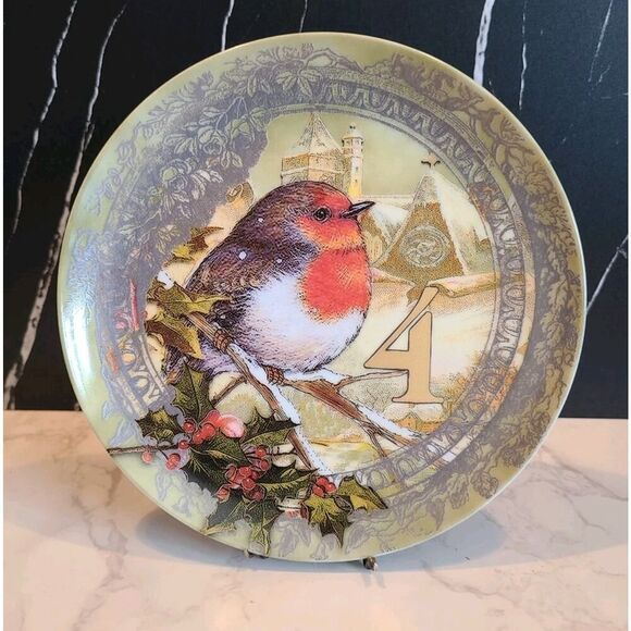 Pottery Barn 12 Days Of Christmas Dessert Plate, 4 Calling Birds, Day 4 EUC - Picture 1 of 4